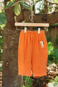Baggy Kids Pants with Embroidered Seahorse Pocket