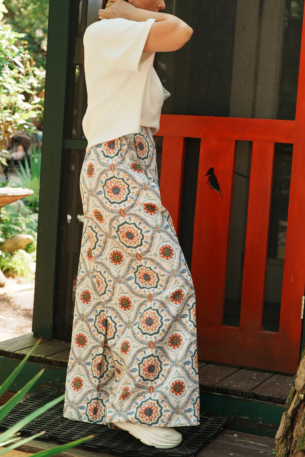 Adjustable Wide-Leg Cotton Pants