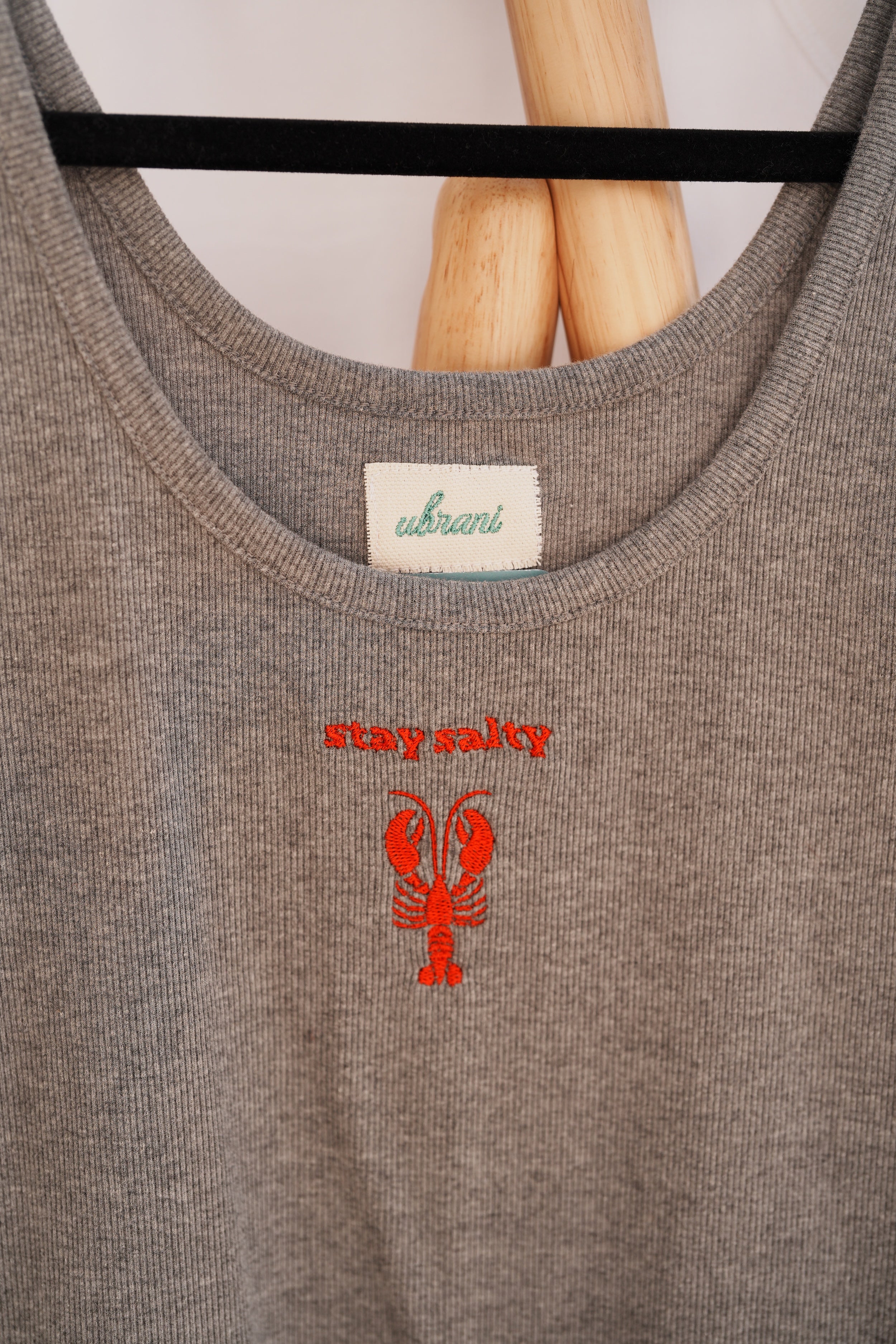 Ribbed Tank Top with Embroidered Lobster