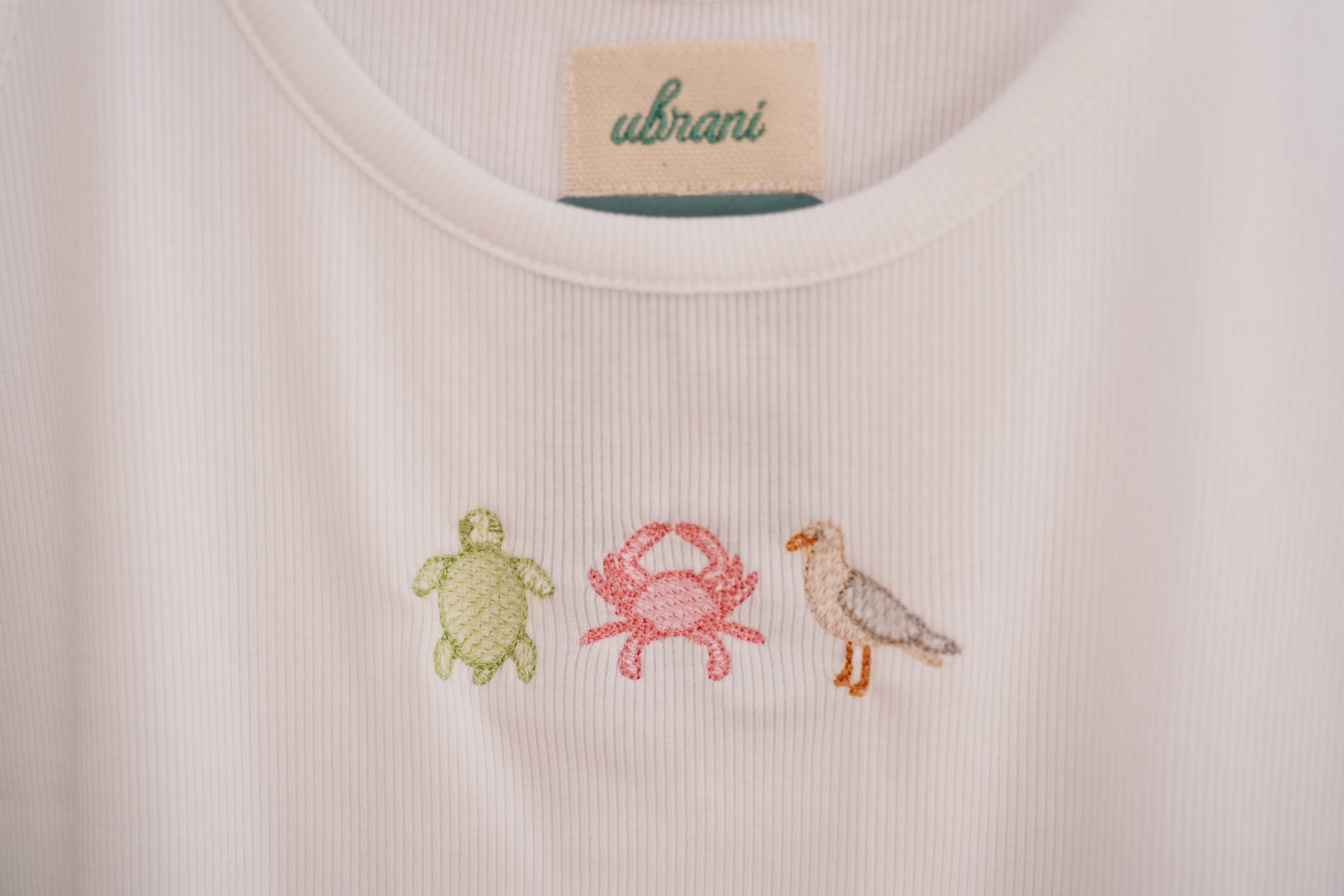 Ribbed Tank Top with Embroidered Animals
