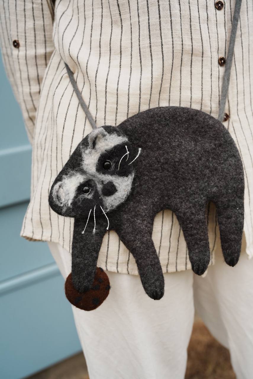Felted Animal Bag – Raccoon