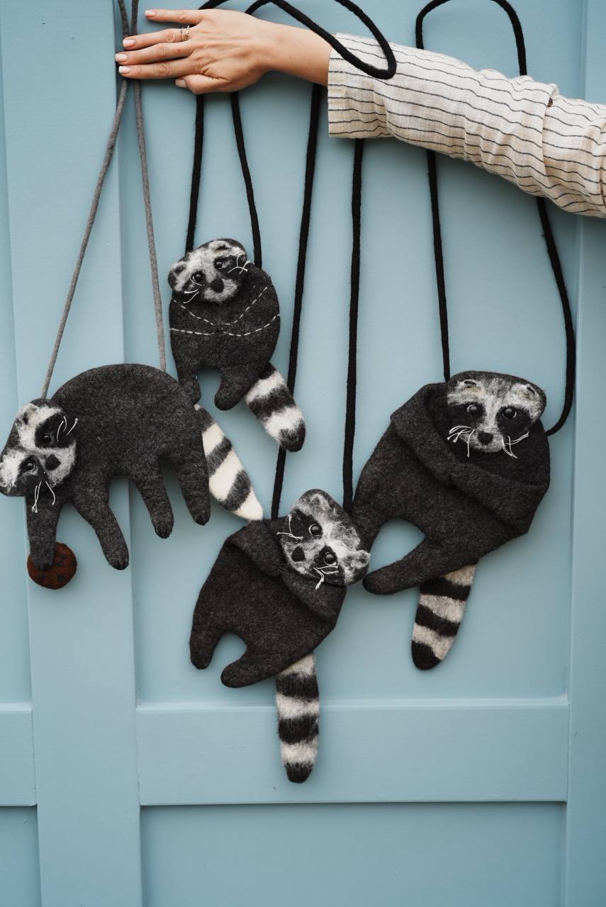Felted Animal Bag – Raccoon