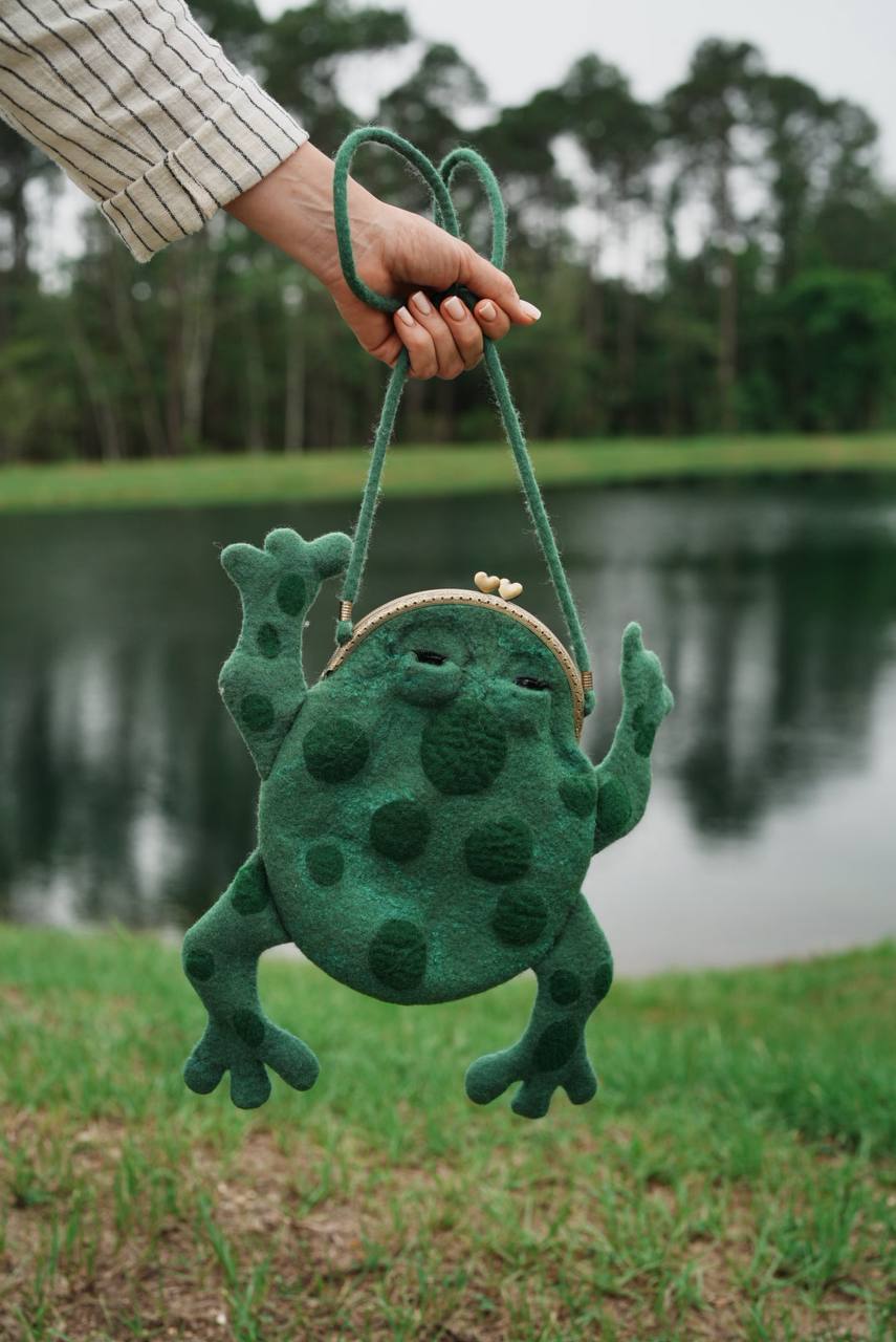 Felted Animal Bag – Frog