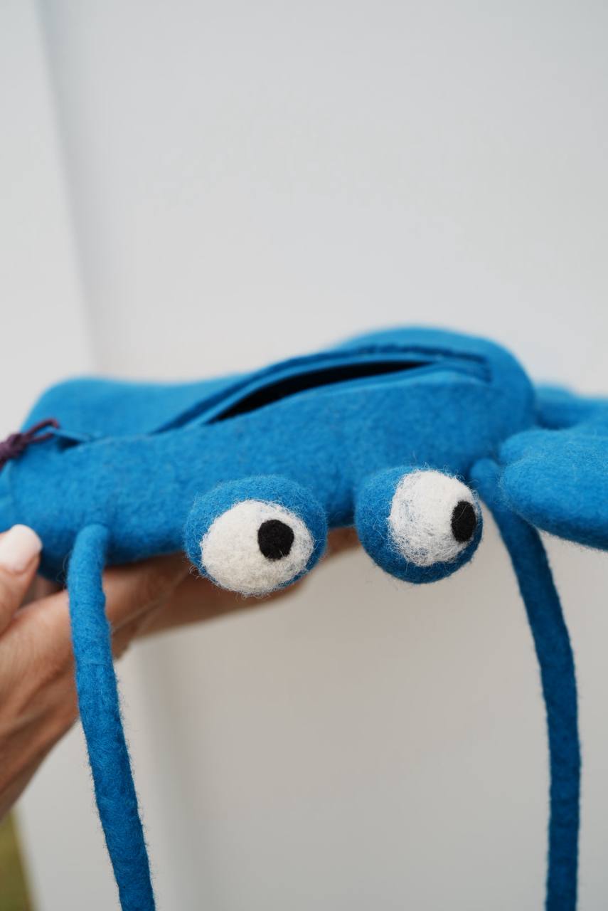 Felted Animal Bag – Blue Crab