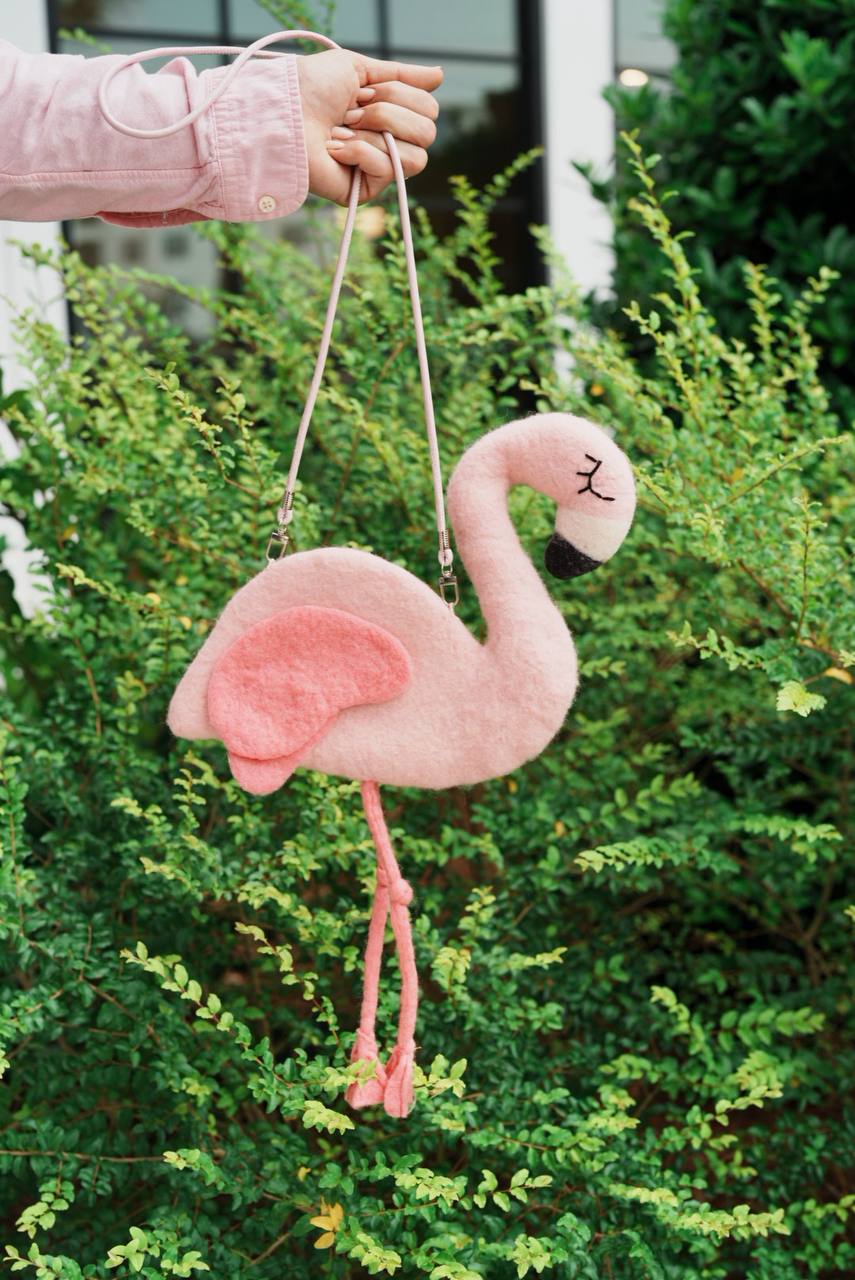 Felted Animal Bag – Flamingo