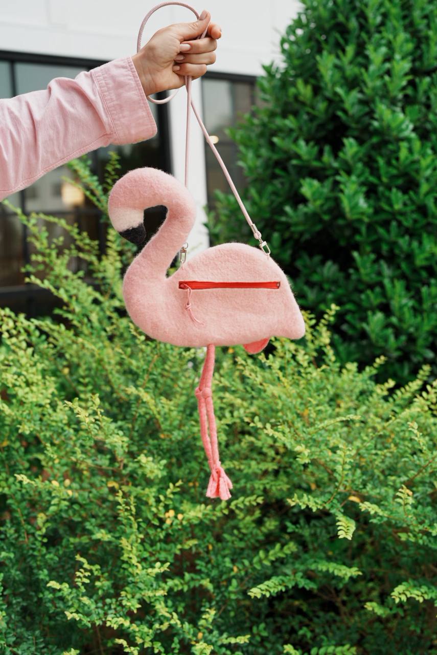 Felted Animal Bag – Flamingo