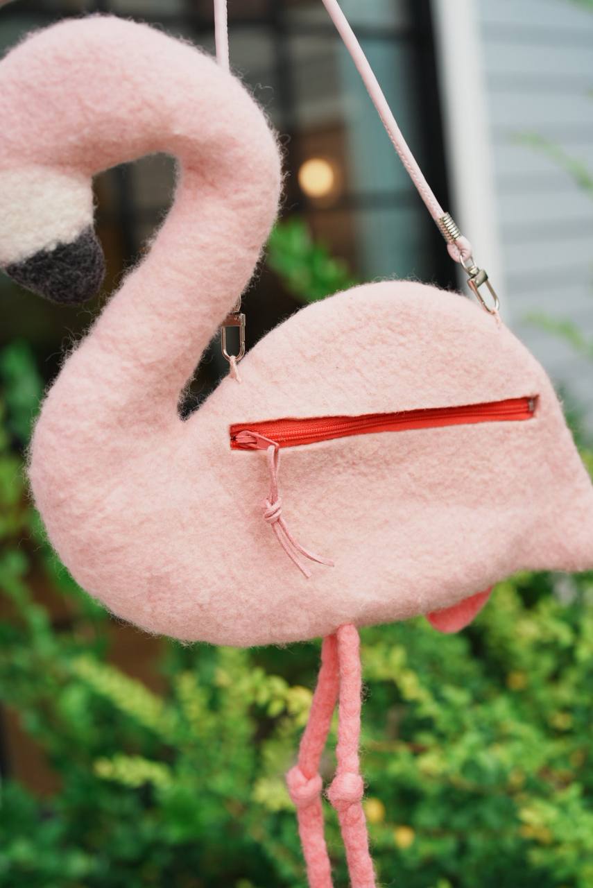 Felted Animal Bag – Flamingo