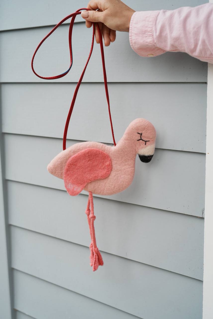 Felted Animal Bag – Baby Flamingo
