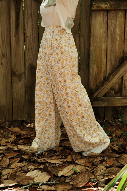 Adjustable Wide-Leg Cotton Pants