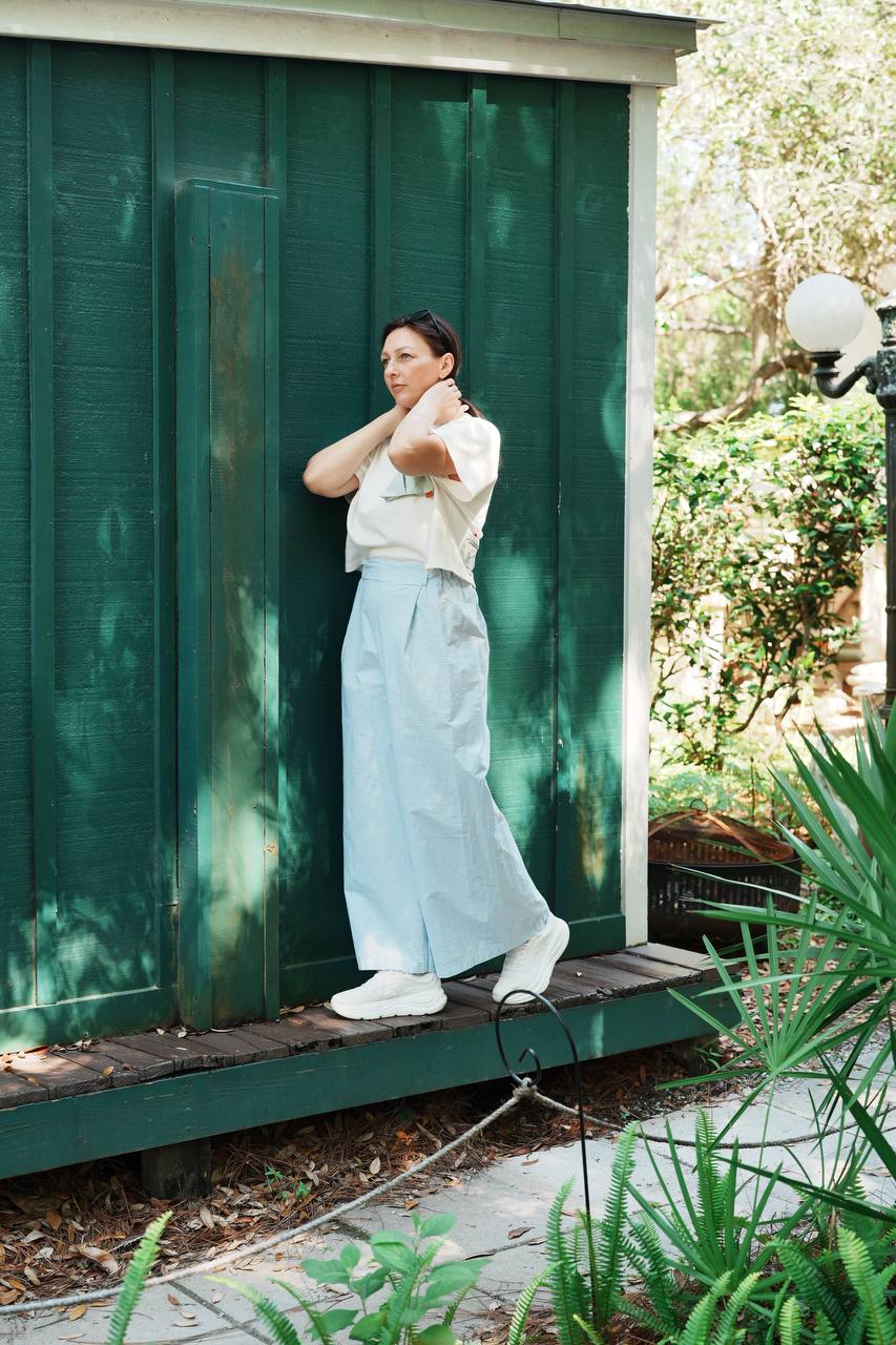 Adjustable Wide-Leg Cotton Pants