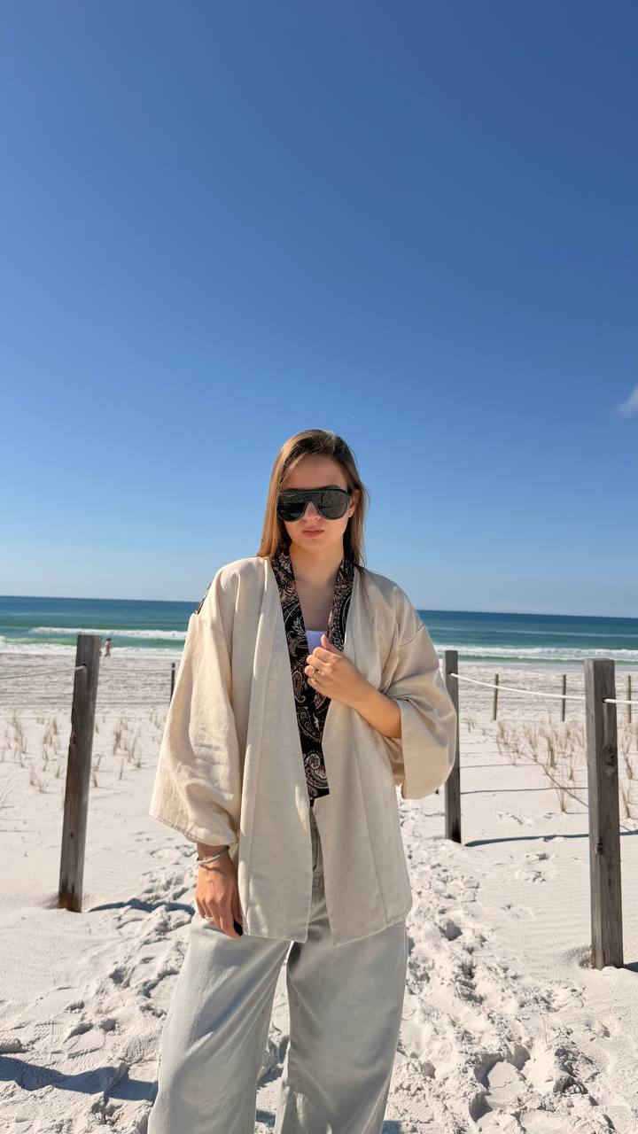 Ukrainian Scarf Linen Kimono
