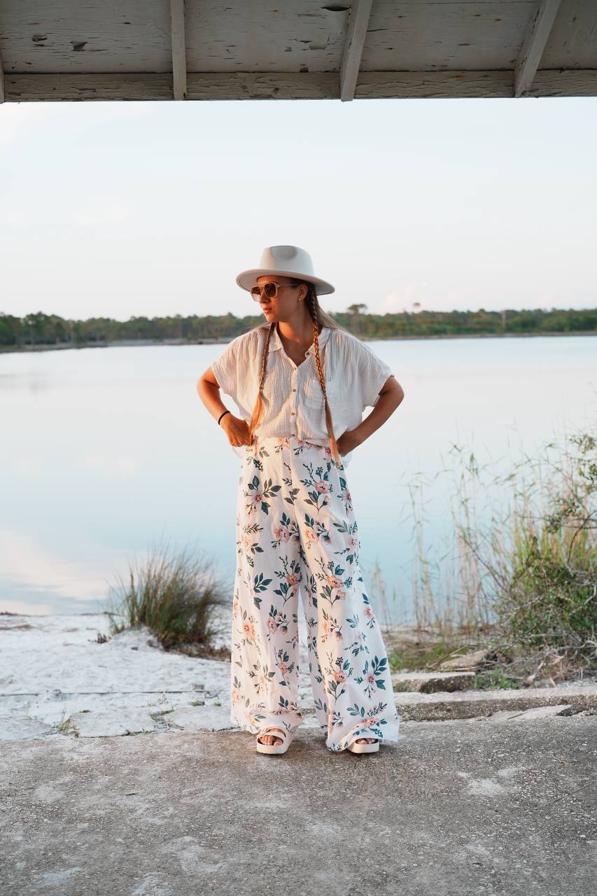 Adjustable Wide-Leg Cotton Pants