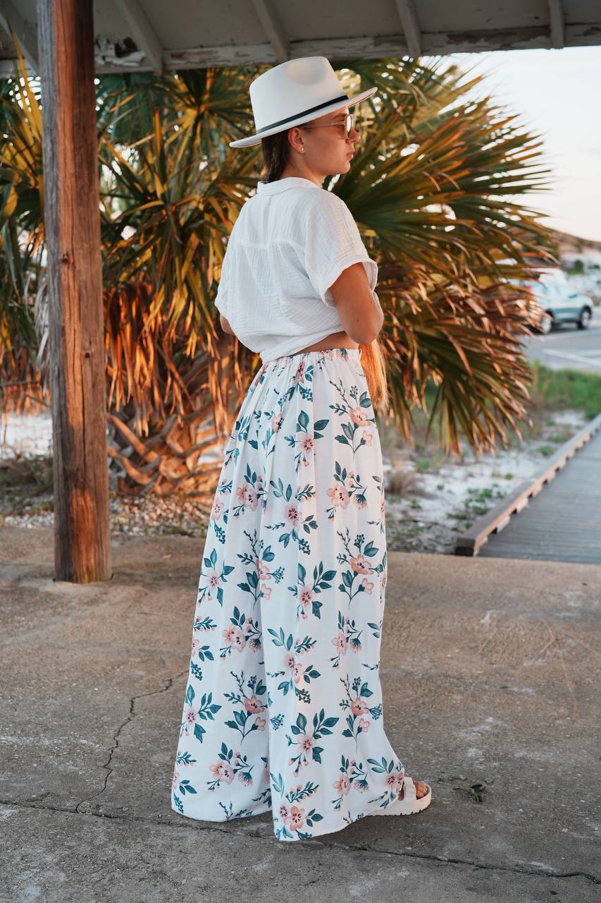 Adjustable Wide-Leg Cotton Pants