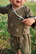 Kids Kimono Top - Olive Cactuses
