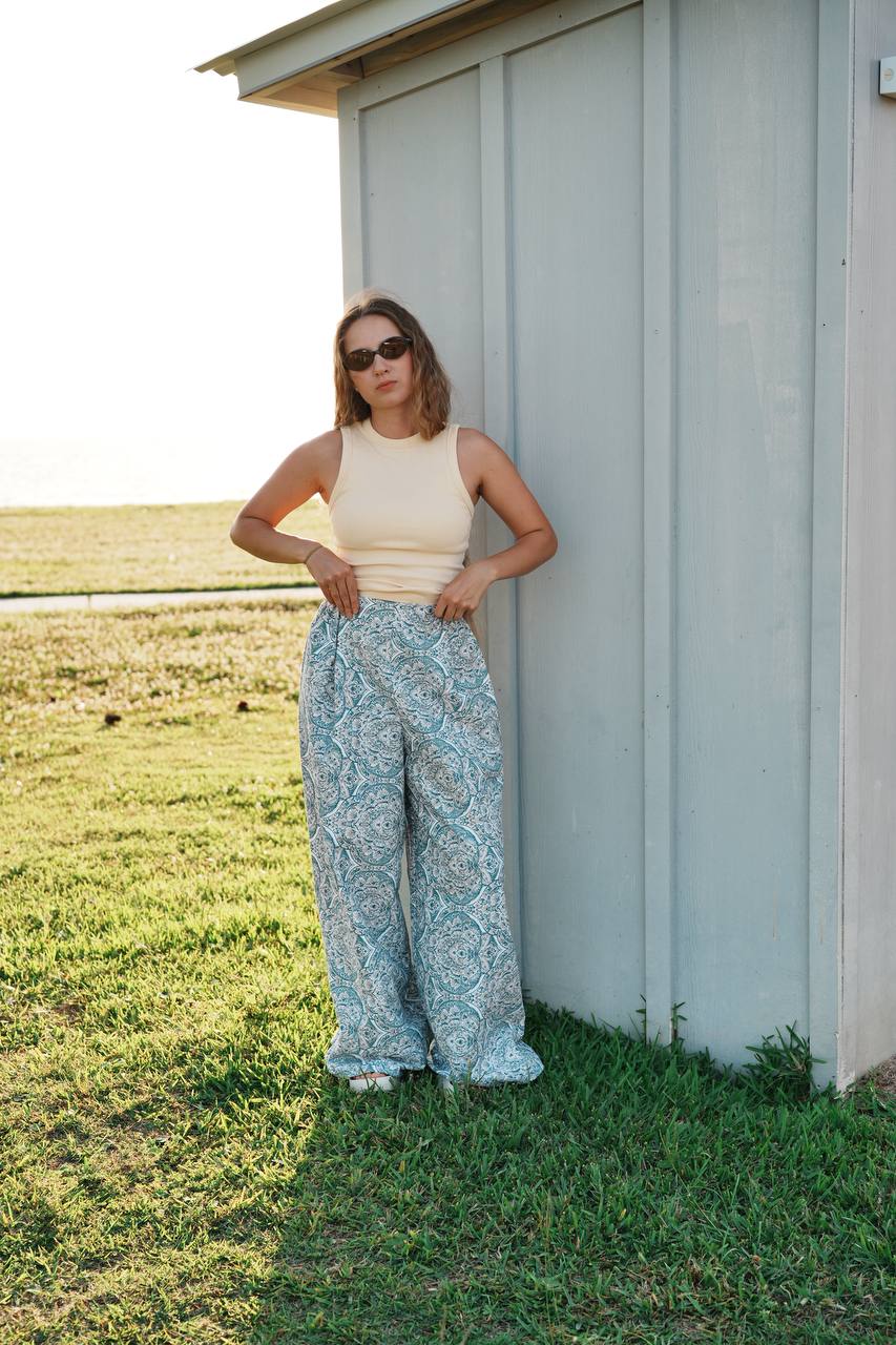 Adjustable Wide-Leg Cotton Pants
