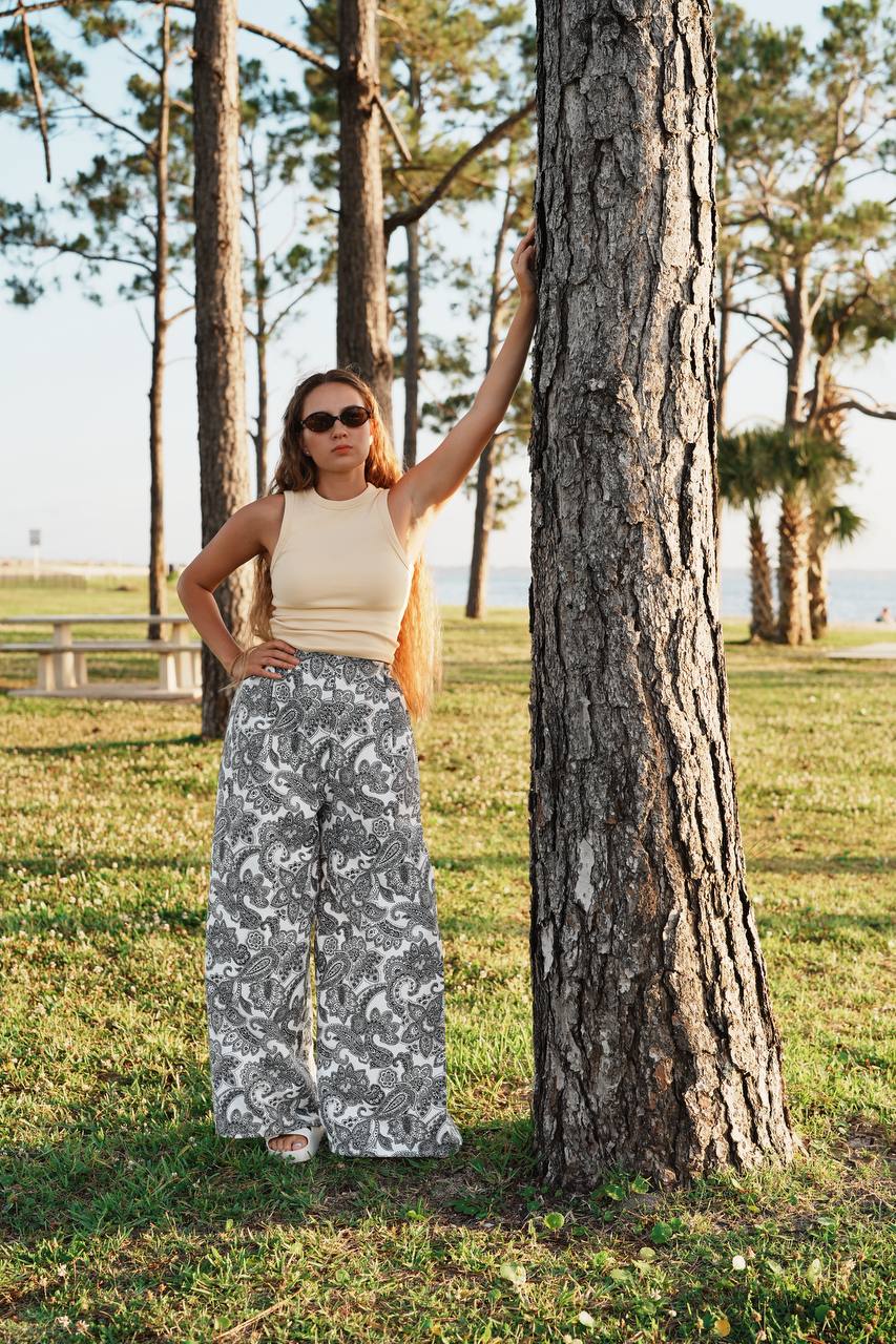 Adjustable Wide-Leg Cotton Pants