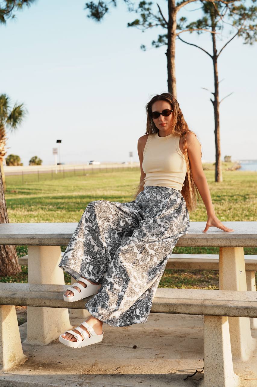 Adjustable Wide-Leg Cotton Pants