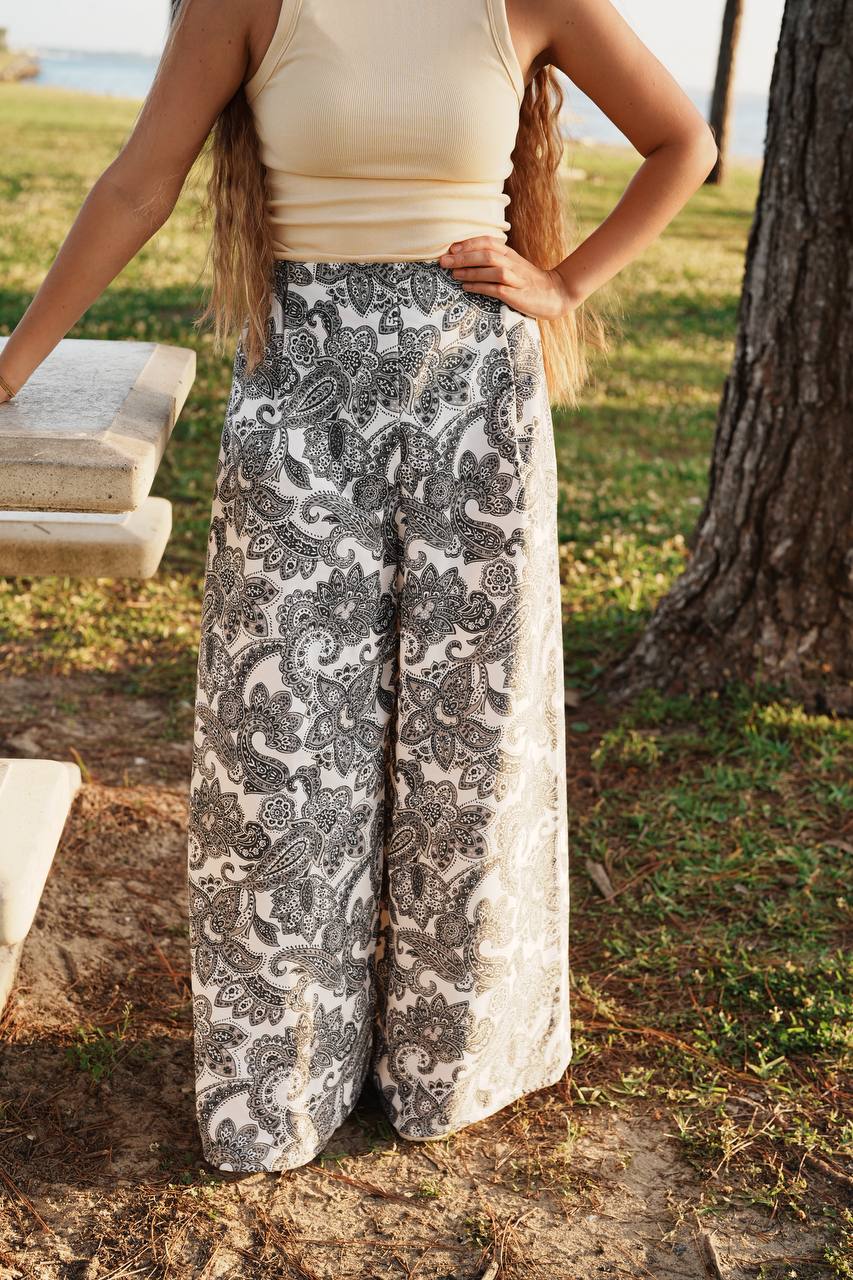 Adjustable Wide-Leg Cotton Pants