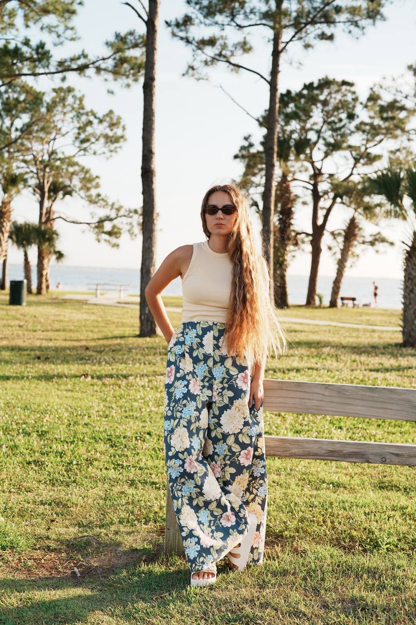 Adjustable Wide-Leg Cotton Pants