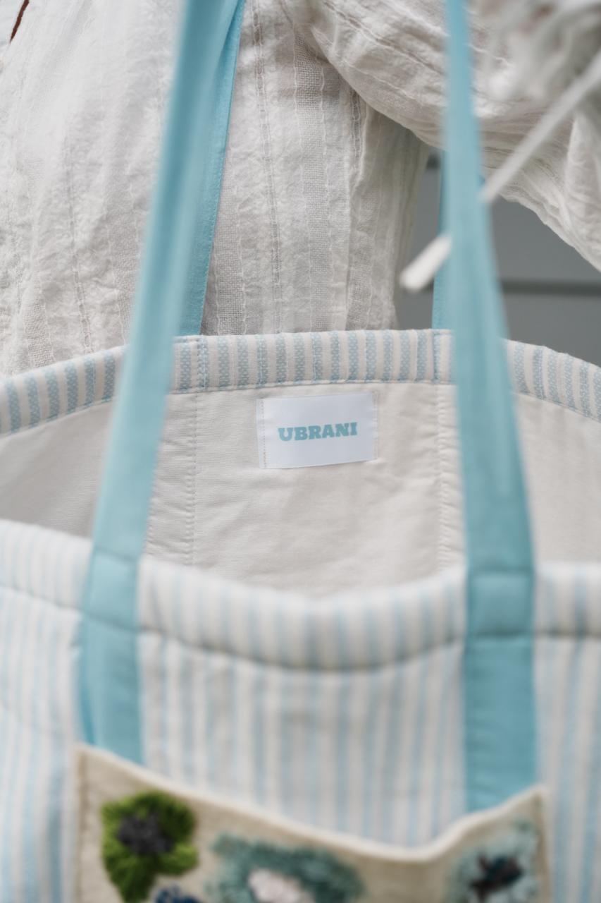 Bag with Hand Emdroidery pocket - Blue