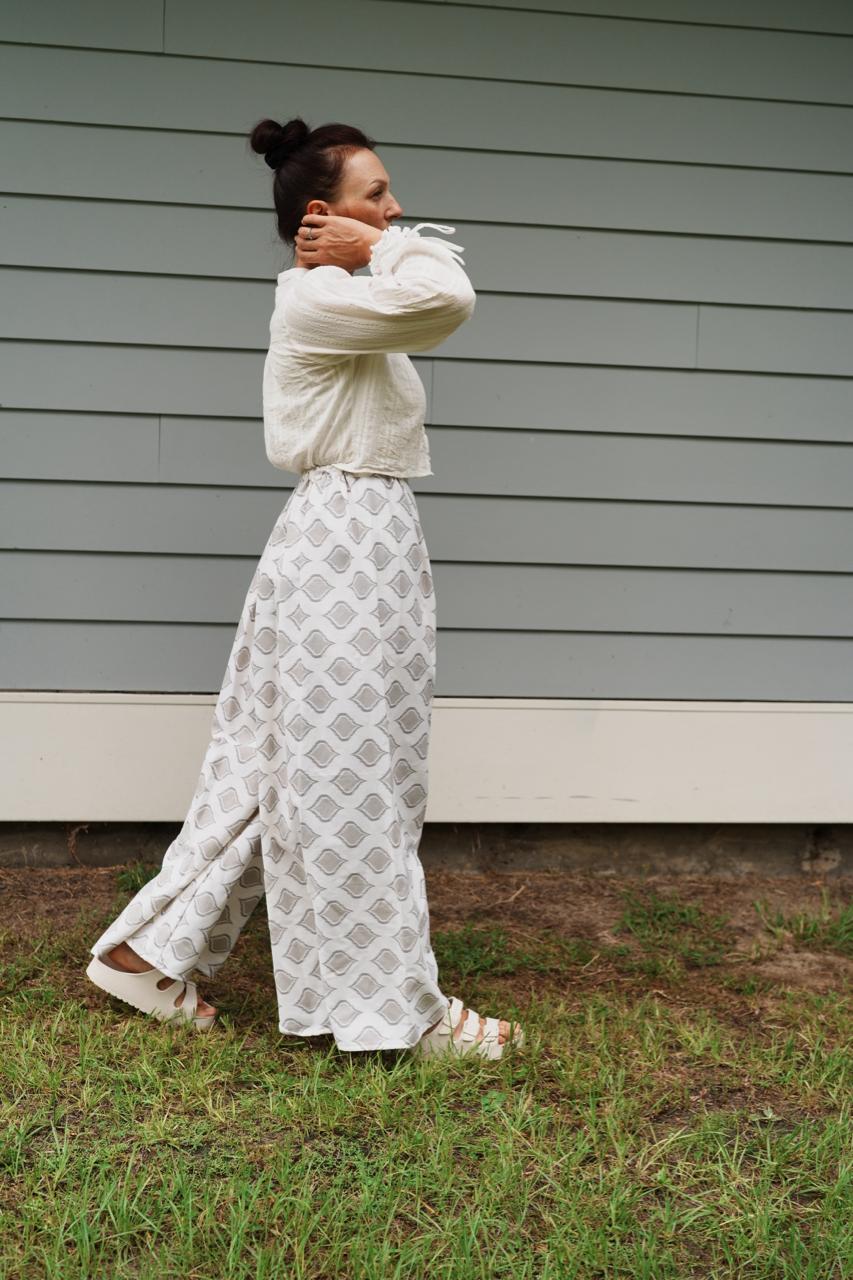 Adjustable Wide-Leg Cotton Pants