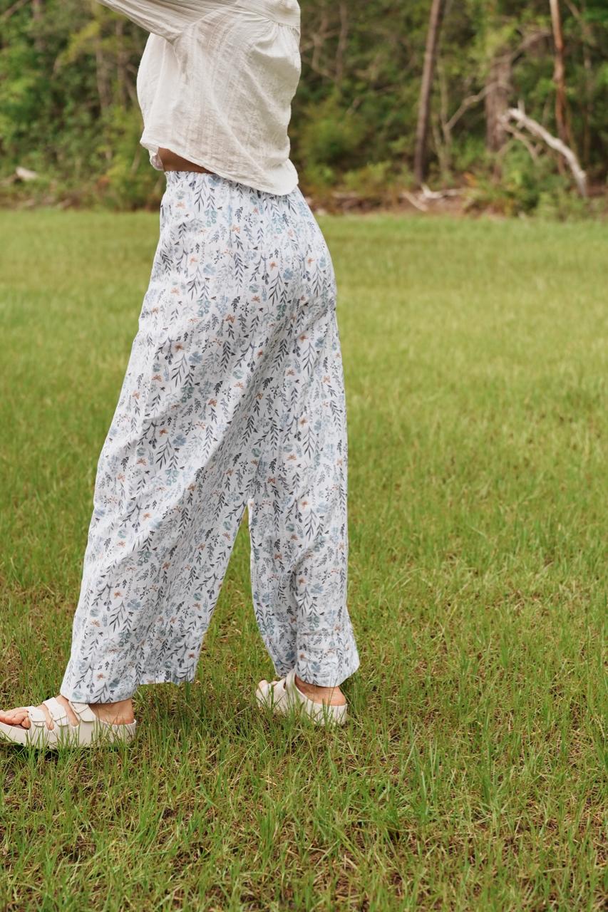 Adjustable Wide-Leg Cotton Pants