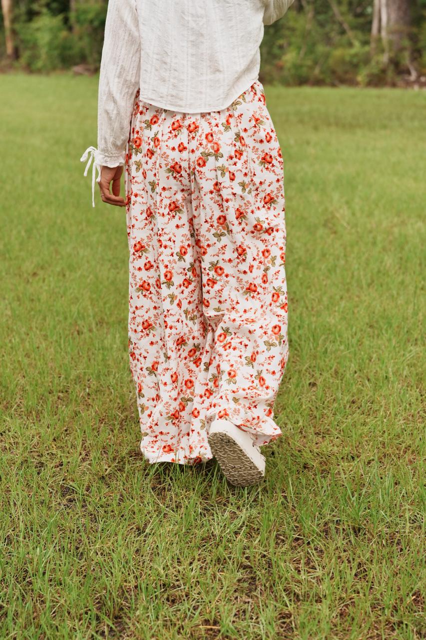 Adjustable Wide-Leg Cotton Pants