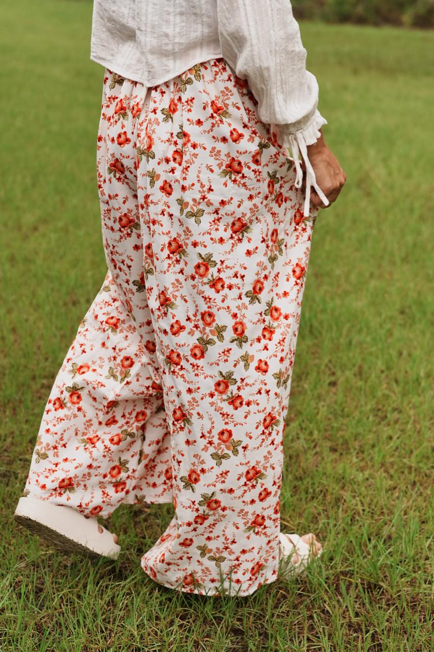 Adjustable Wide-Leg Cotton Pants