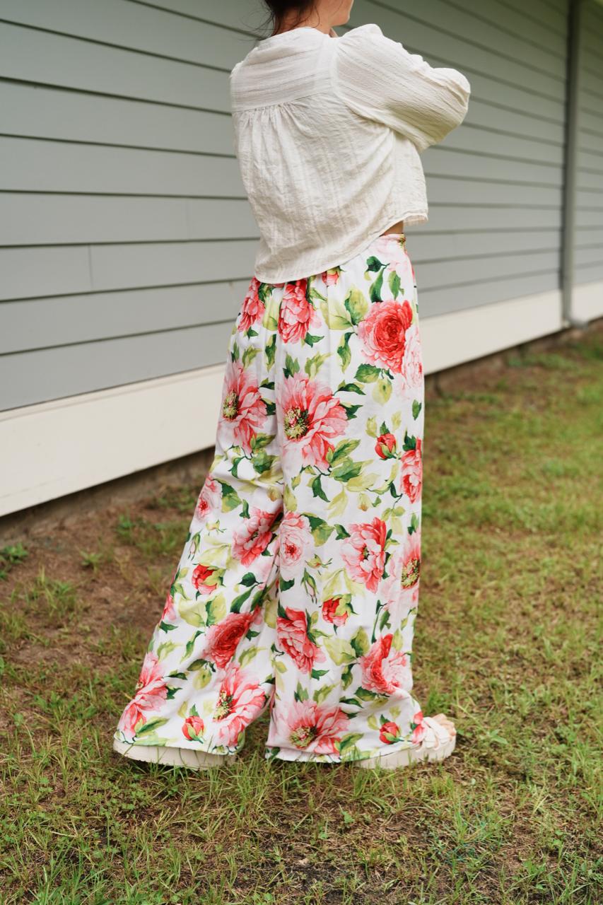 Adjustable Wide-Leg Cotton Pants
