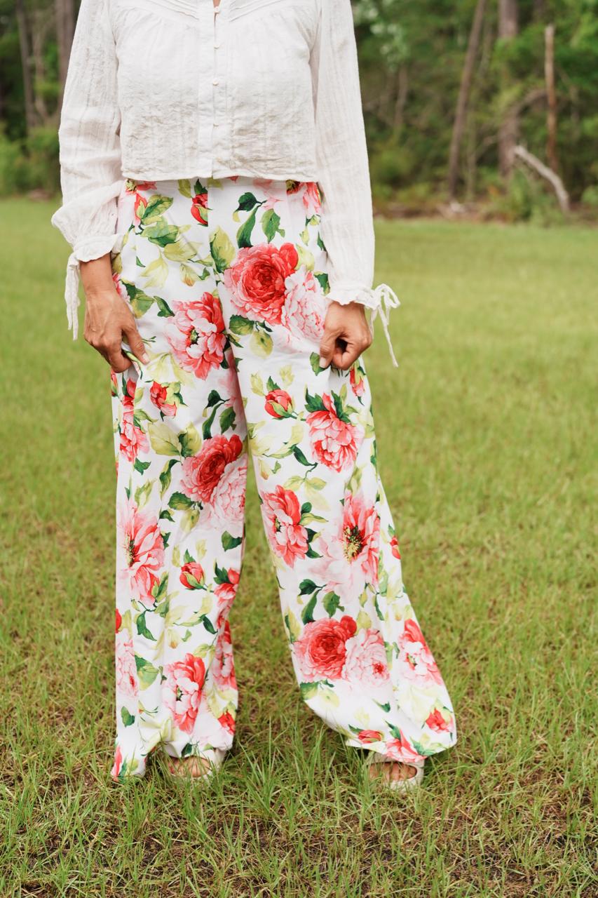 Adjustable Wide-Leg Cotton Pants