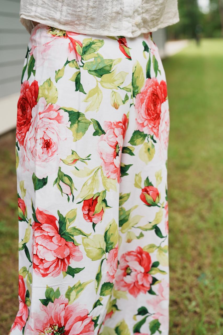 Adjustable Wide-Leg Cotton Pants
