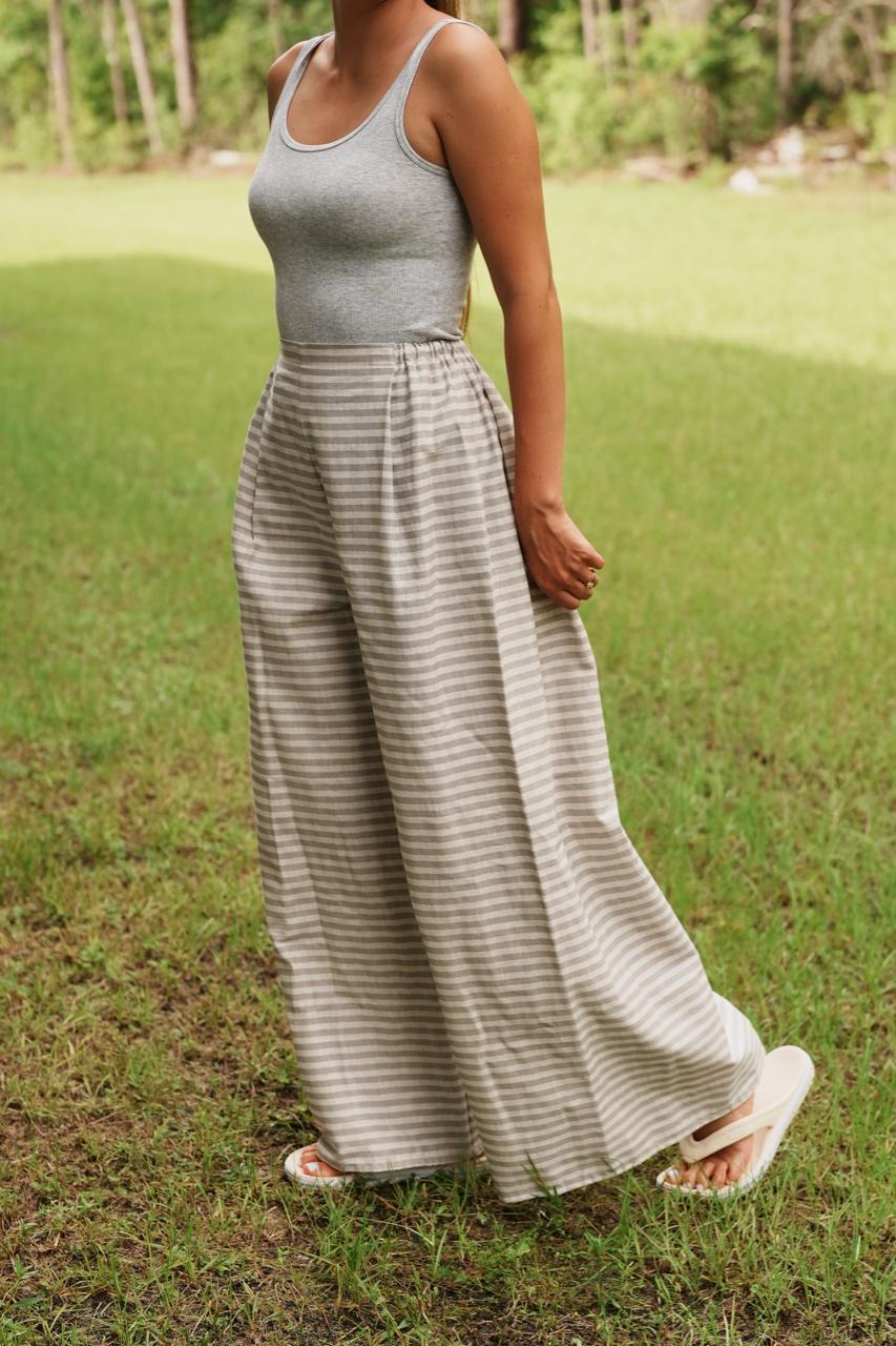 Adjustable Wide-Leg Cotton Pants