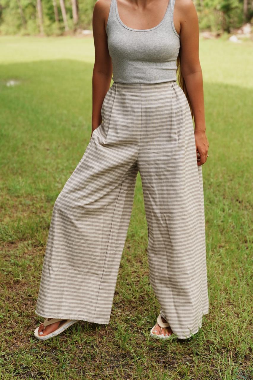 Adjustable Wide-Leg Cotton Pants