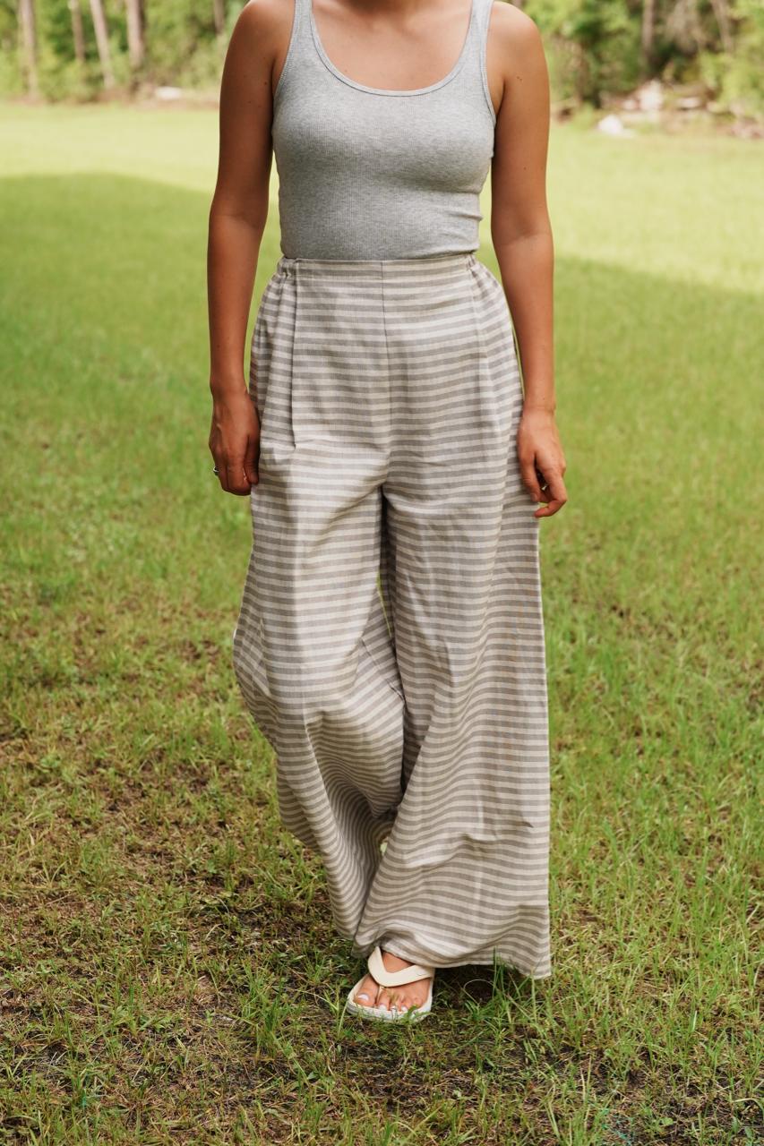 Adjustable Wide-Leg Cotton Pants