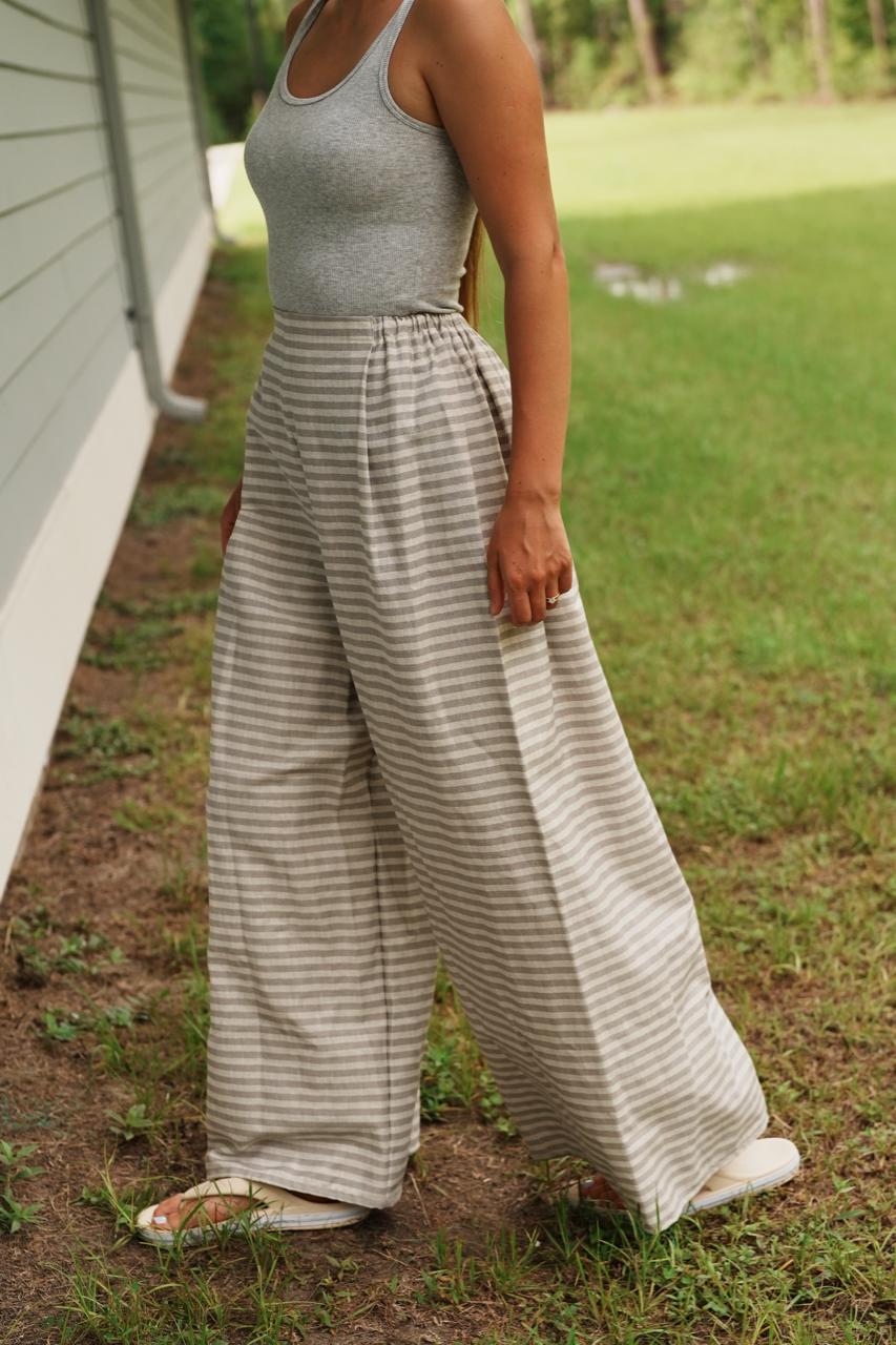 Adjustable Wide-Leg Cotton Pants
