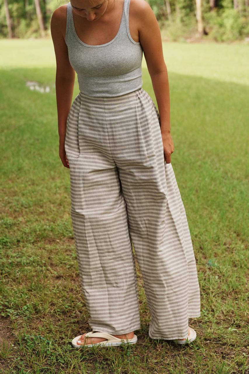 Adjustable Wide-Leg Cotton Pants