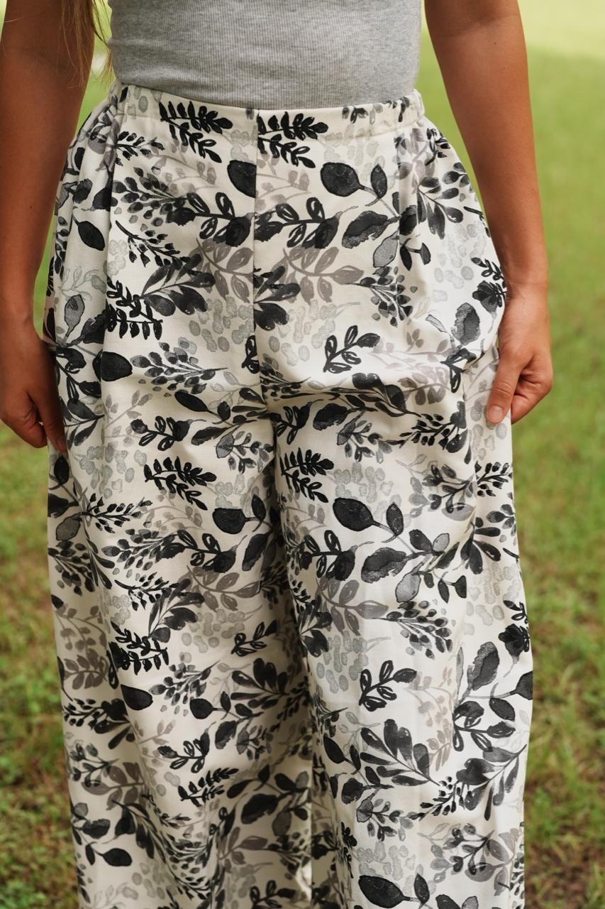 Adjustable Wide-Leg Cotton Pants