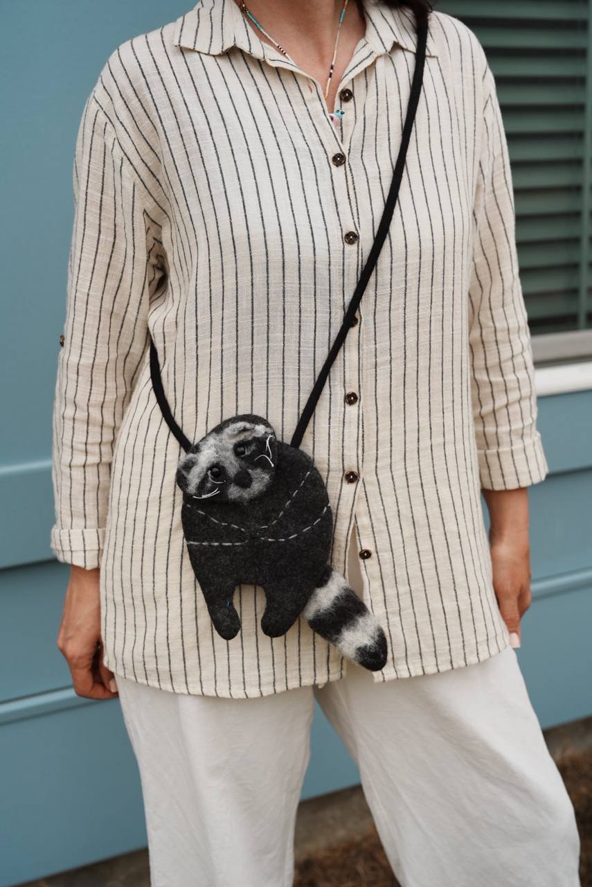 Felted Animal Bag – Raccoon